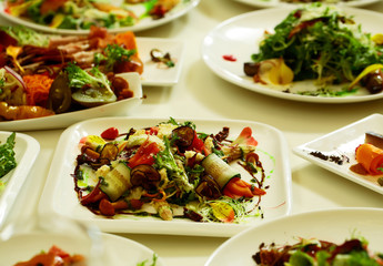 Delicious food on plates