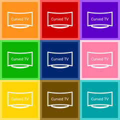 Curved LED TV minimalistic vector icon for web design and mobile application user interface