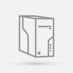 Computer case chassis minimalistic vector icon for web design an