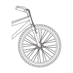 Fototapeta premium silhouette front part bicycle in closeup vector illustration