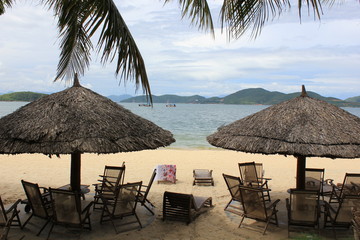 Straw umbrella on the beach