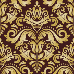 Elegant classic pattern. Seamless abstract background with repeating elements. Brown and golden pattern