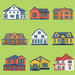 Vector illustration of detailed colorful flat style modern buildings