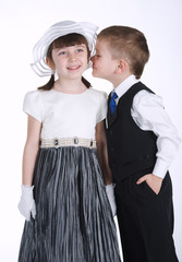 happy kissing boy and girl