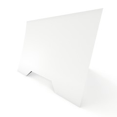 Blank paper tent card. 3d render illustration isolated. Table card mock up on white background.