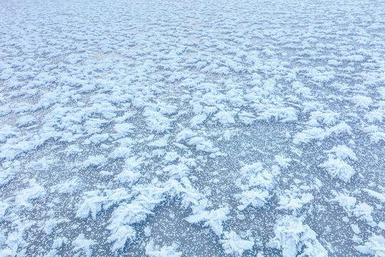 Surface of the frozen lake.