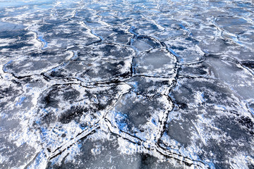 Surface texture of the frozen lake.