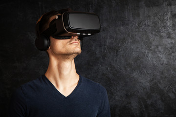 Man using VR goggles
