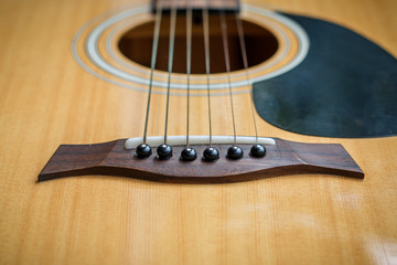 Obraz premium close up guitar and strings with shallow vintage.soft focus.