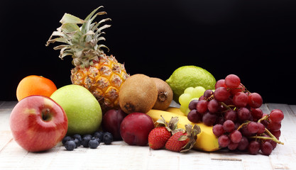 Fresh fruits.Mixed fruit background.Healthy eating, dieting