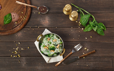 Vegan and vegetarian indian cuisine dish, spicy rice with vegetables