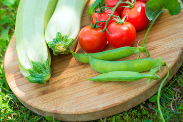 Fresh vegetables on the board.