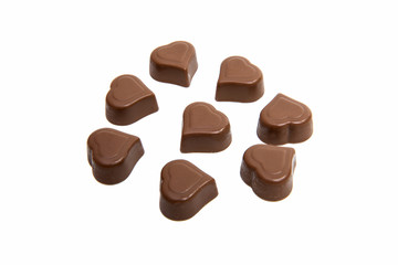 chocolate candy hearts isolated