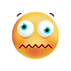 Cute Stunned Emoticon on White Background. Isolated Vector Illustration 