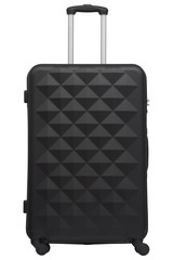 Black plastic suitcase isolated on white background