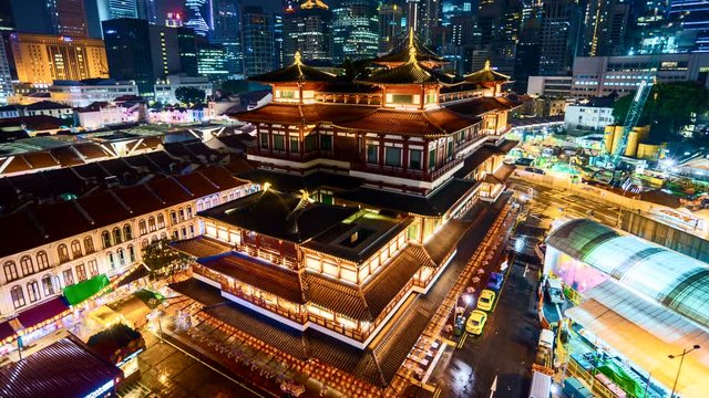 Time lapse Chinatown in Singapore city at night