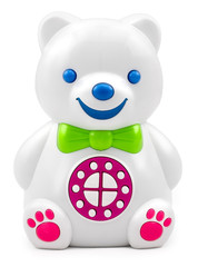 Electronic interactive children's toy speaker bear with the control panel buttons
