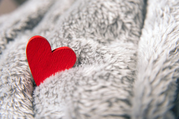 Valentines day red heart on bedspread