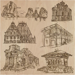 architecture - an hand drawn vector pack, collection.
