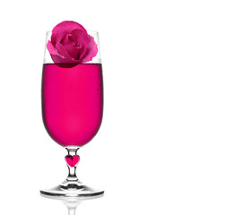 float fresh beautiful pink rose and aroma with drop of water for