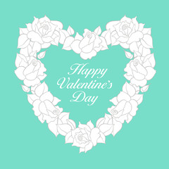 Valentine's Day vector postcard. Isolated floral hand drawing elements.  Modern romantic greeting postcard.