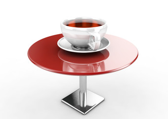 Cup of tea on  table (3D render).