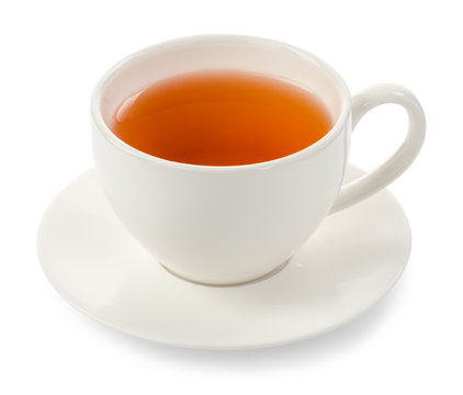 cup of tea on white background