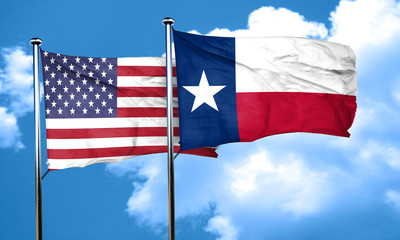 texas with united states flag, 3D rending, combined flags
