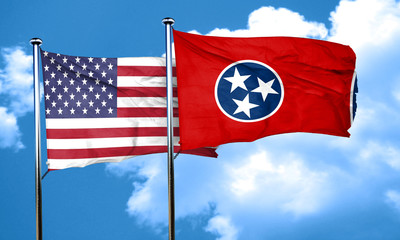 tennessee with united states flag, 3D rending, combined flags