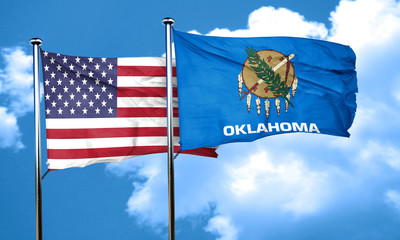 oklahoma with united states flag, 3D rending, combined flags