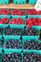 Blueberries and Raspberries in Market