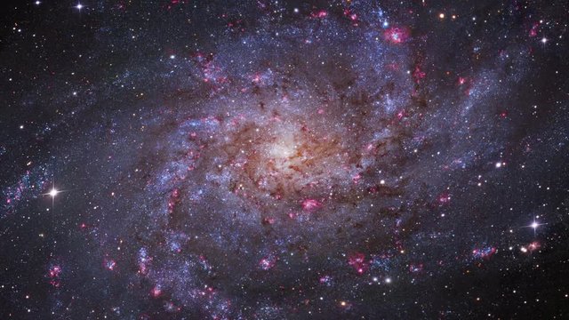 Rotating spiral galaxy, deep space exploration