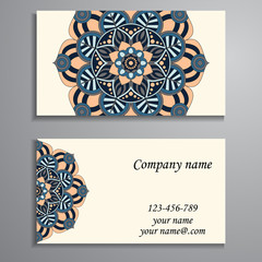 Invitation, business card or banner with text template. Round fl