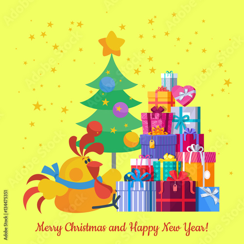 &quot;Merry Christmas and Happy New Year. Vector Card&quot; Stockfotos und