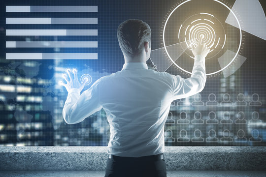 businessman using business interface