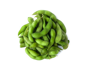 green soybeans isolated, white background
