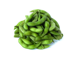 green soybeans isolated, white background