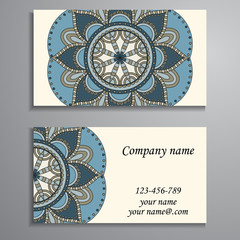 Invitation, business card or banner with text template. Round fl