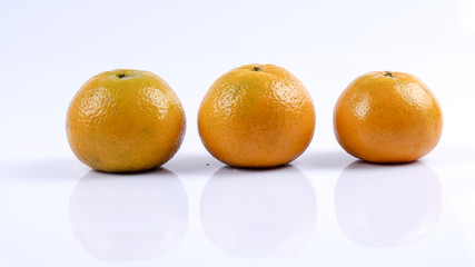 Mandarin orange citrus fruit isolated on white background.