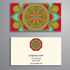 Invitation, business card or banner with text template. Round fl