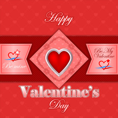 Holiday design with typographic Valentine's Day retro background and ribbons, for Valentine's Day celebration; Vector illustration