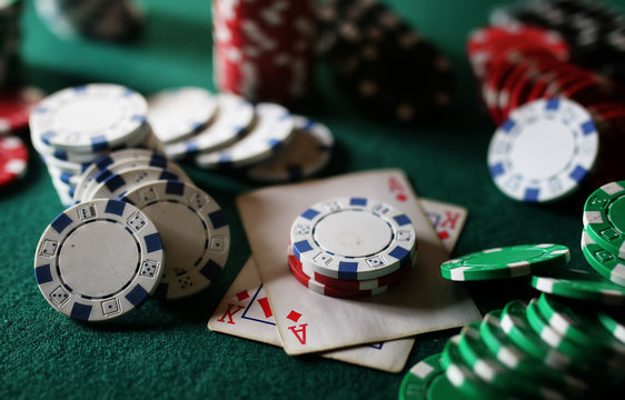 poker chips on the table