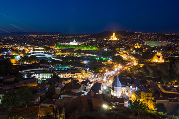 Tbilisi night cityscape, Georgia