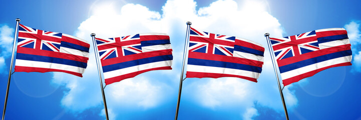 hawaii flag, 3D rendering, on a cloud background