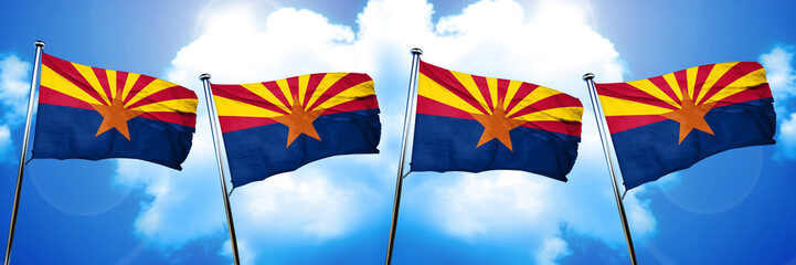 arizona flag, 3D rendering, on a cloud background