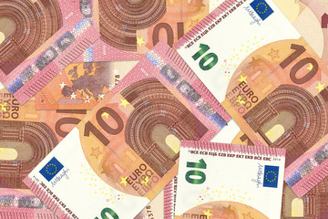 heap of 10 euro bank notes