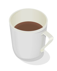 Cup of Coffee Isolated Design Flat. Hot Beverage.