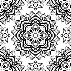 Floral black and white pattern.