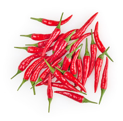 Red cayenne peppers isolated on white background