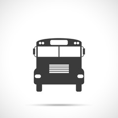 School bus icon in front view. Flat design style.